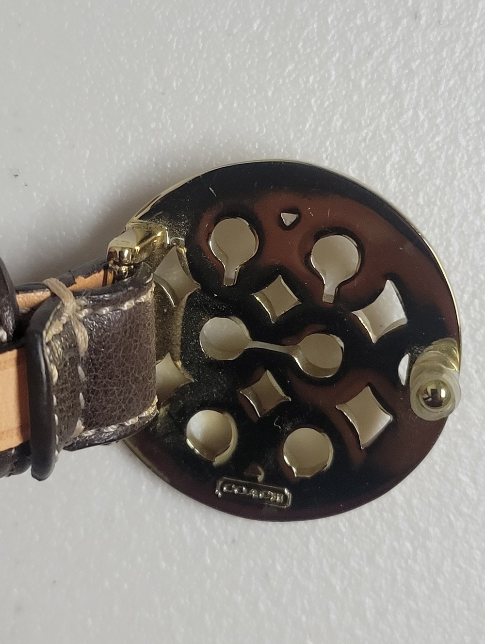 Coach New Mad Skinny LTH Belt 90151 GD/MA Large Brown Leather Belt. - Picture 5 of 9